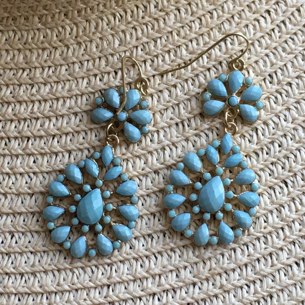 Light Blue Chandelier Teardrop Dangling Earrings